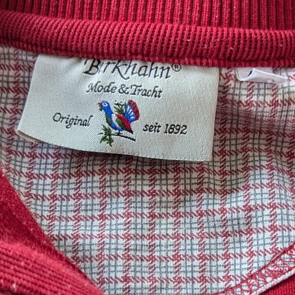 Vintage Red Birkhahn Long-sleeved top with floral embroidery, Size L - Picture 7 of 8